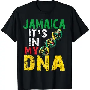 Jamaican Heritage Flag Men Women Jamaica It`s In My DNA Summer Casual Shortsleeve Cotton T-Shirt