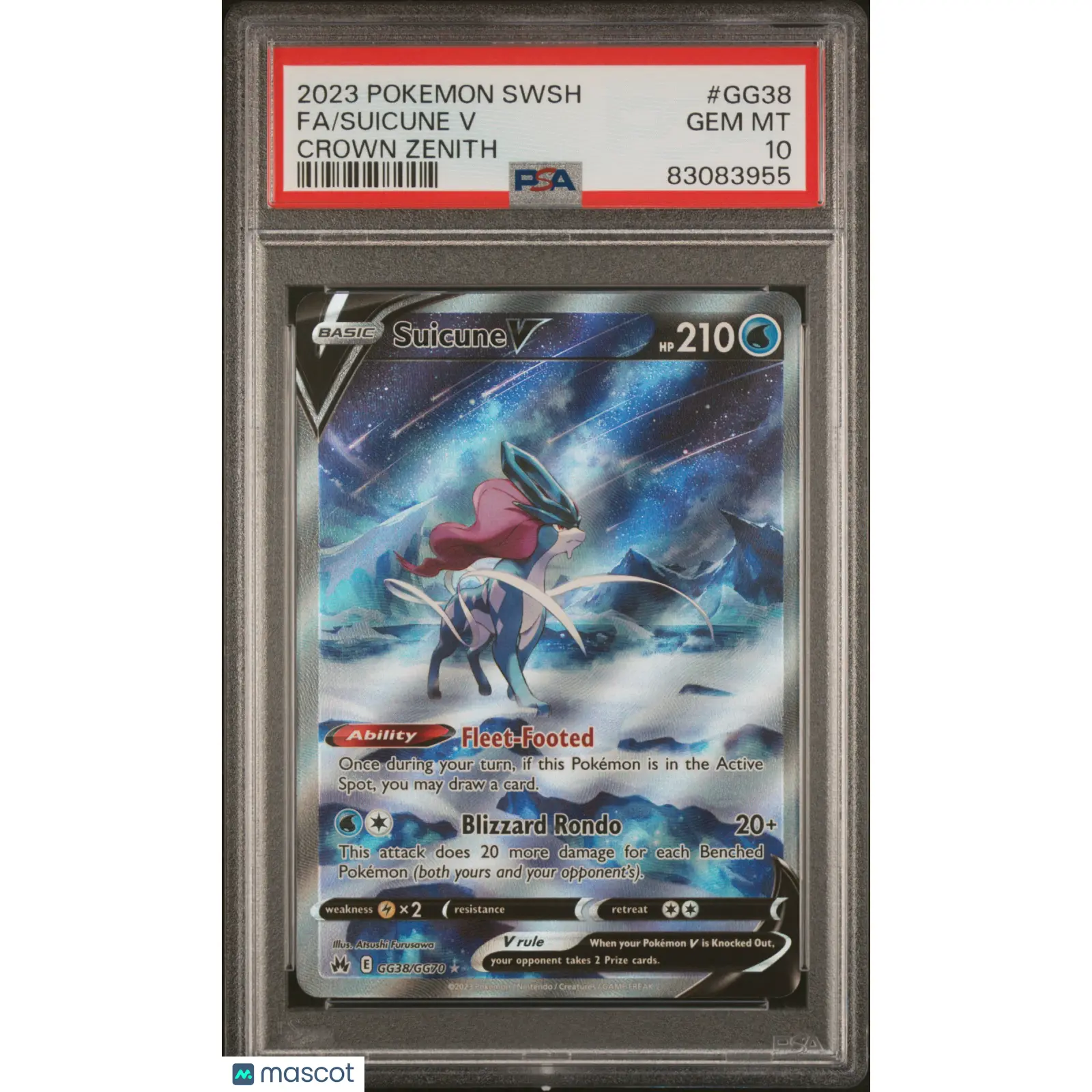 2023 Pokemon Sword And Shield Crown Zenith Suicune V #GG38 PSA 10