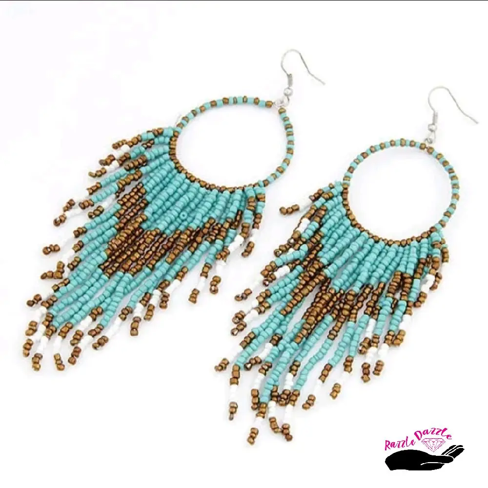 Beaded Boho - seed bead tassel earring