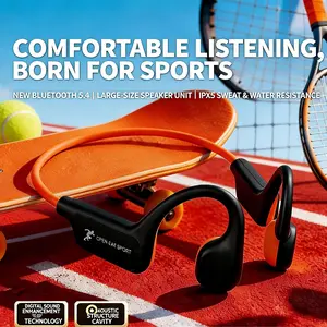 2026 Model Wireless Bone Conduction Headset - Bluetooth 5.4 Open-Ear Audio Device, Titanium Build, Microphone, IPX5 Waterproof, 18-Hour Playback, Lightweight Skin-Friendly Material, Suitable for Running, Gym