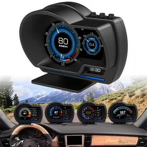 P6 Car Head-Up Display, Speed Alarm Vehicle Data Monitor, Real-Time Diagnostic Obdii Scanner, Color LCD Screen, Light Sensor