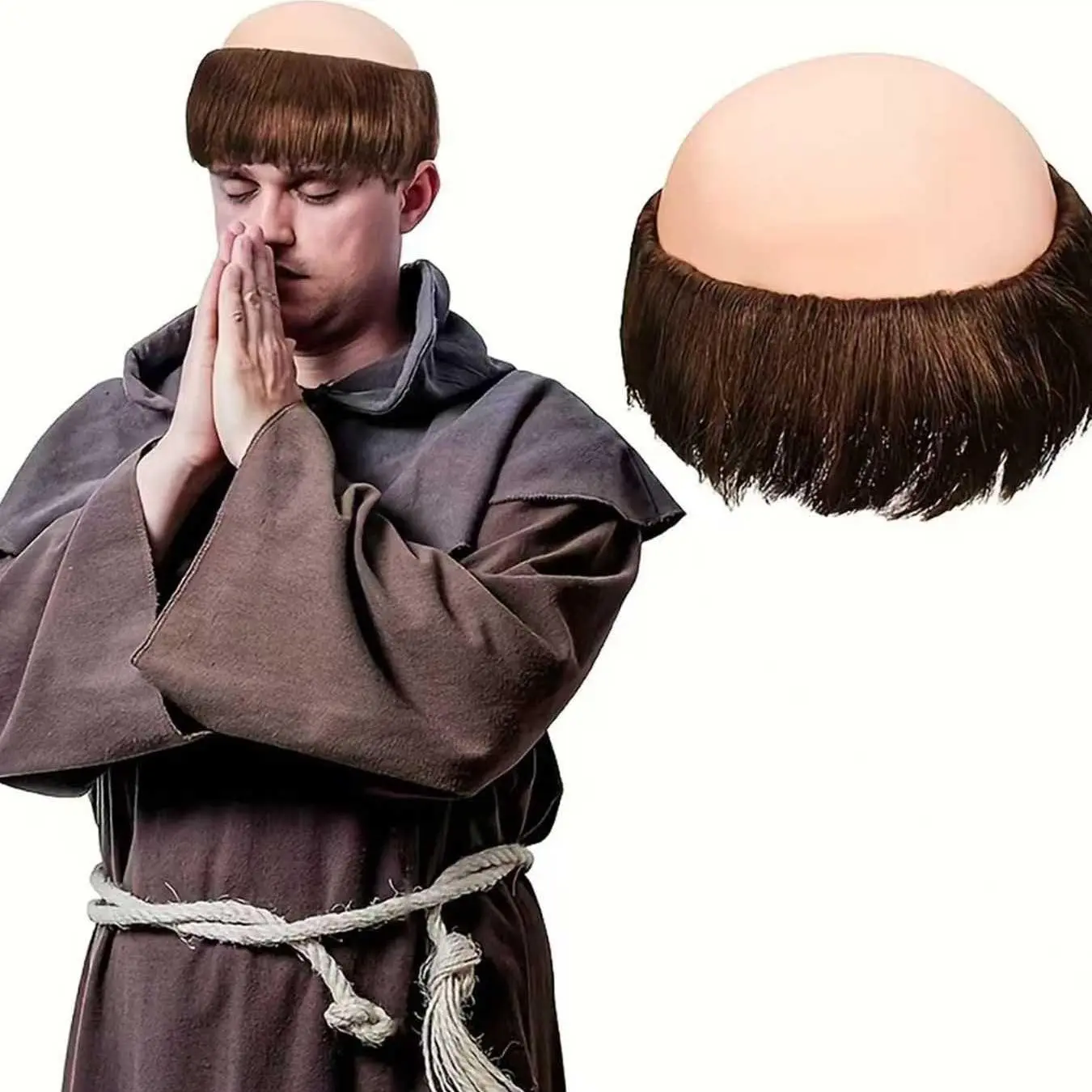 Halloween Christmas Bald Cosplay Wig,Bald Design,Shaven Head Monk Wig, Adult Monk Role PlayCostume Wig,Unisex Hairpiece for MenNomen,Halloween Wigs, Monk Appearance, Fun Wig, Party Wigs, Snug Fit Wig