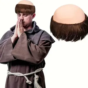 Halloween Christmas Bald Cosplay Wig,Shaven Head Monk Wig, Adult Monk Role PlayCostume Wig,Unisex Hairpiece for MenNomen,Halloween Wigs
