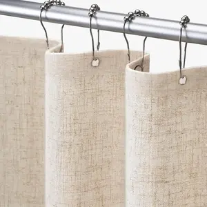 Shower Curtain Beige Farmhouse Shower Curtains for Bathroom Natural Cloth Cotton Fabric Liner Cream 72 x 72 Inch Modern