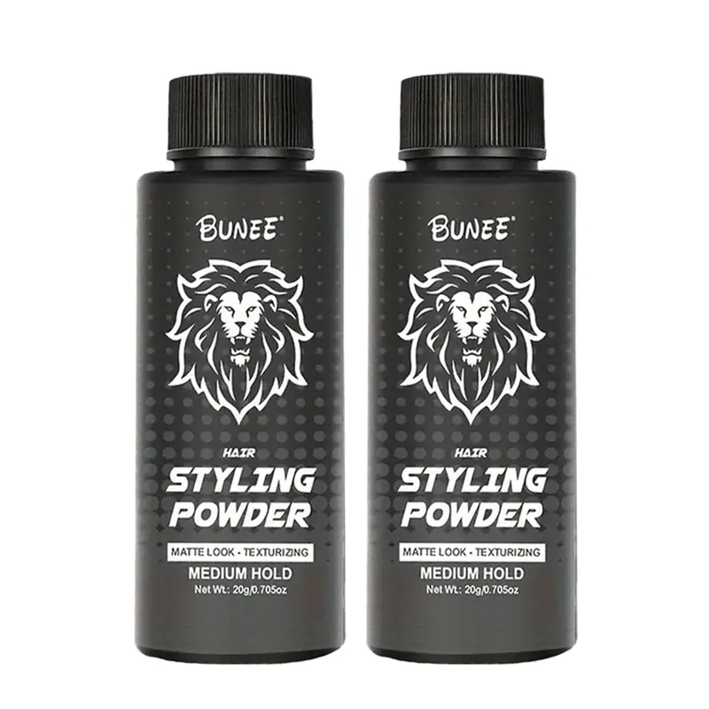 BUNEE Men's Hair Texturizing Powder 2-Pack (20g Each) - Haircare Styler, Matte Finish, Medium Hold, Oil Control, Root Lift, Natural Look, Lightweight, Residue-Free, Formaldehyde-Free, Volume for Flat Hair, Quick Touch-Up