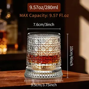 Luxury Spinning Crystal Whiskey Glass Drinkware Gift Set – 2 Rotating Glasses , Diamond & Snowflake Cut Barware Gift Set