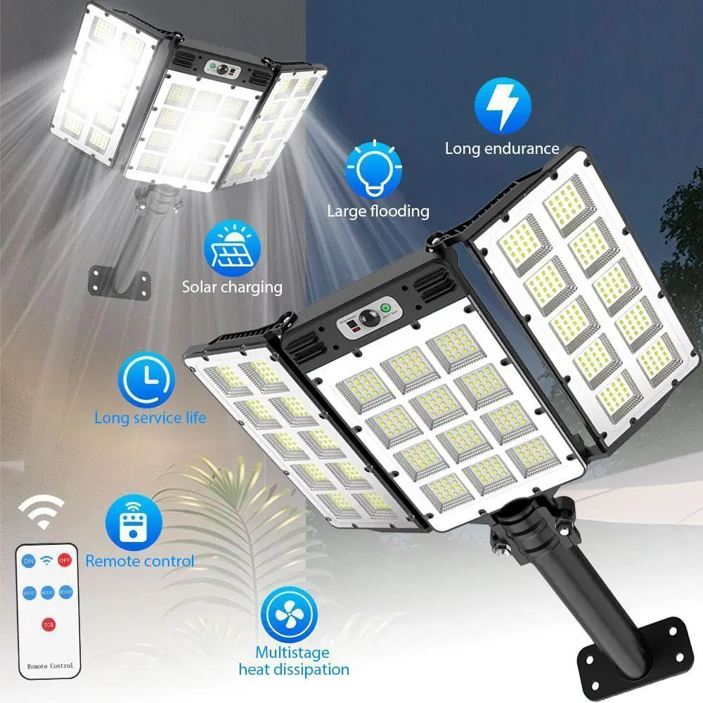 【Summerfinds】 Remote Control Solar Flood Light IP65 Waterproof, 3 Modes Motion Sensor Outdoor Security Light