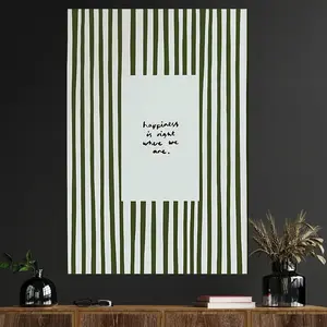 1 Piece Hand-Painted Olive Green Striped Vintage Poster - Cozy Kitchen and Living Room Wall Art Painting Decoration, Suitable for Warm Home Gift, Frameless Warm Tone Decorative Painting