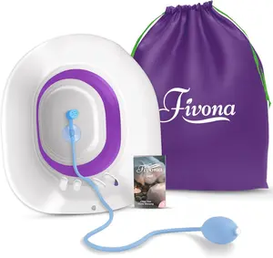 Fivona 3-in-1 Sitz Bath Soak Kit - Foldable Over-the-Toilet Seat with Hand Flusher and Storage Bag - Relaxing Body Soak & Gentle Care for New Moms - Spa-Inspired Comfort at Home - Yoni Steam Seat