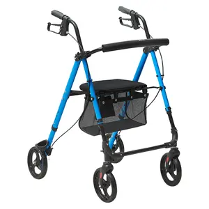 fathersdaygift VEVOR Rollator Walker for Seniors and Adult, Lightweight Aluminum Foldable Rolling Walker with Adjustable Seat and Handle, Outdoor Mobility Rollator Walker with 8 All Terrain Wheels, 300LBS Capacity
