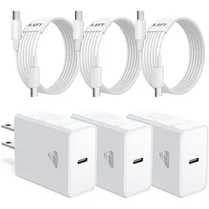 17 Charger  , 3Pack 20W Type C Charger USBC Block Wall Plug C Port Cargador Brick for  17/17 Pro/17 Pro Max/Air/16 Plus/15/16e iPad Air Pro Mini with 6FT USB C to USB C Cord
