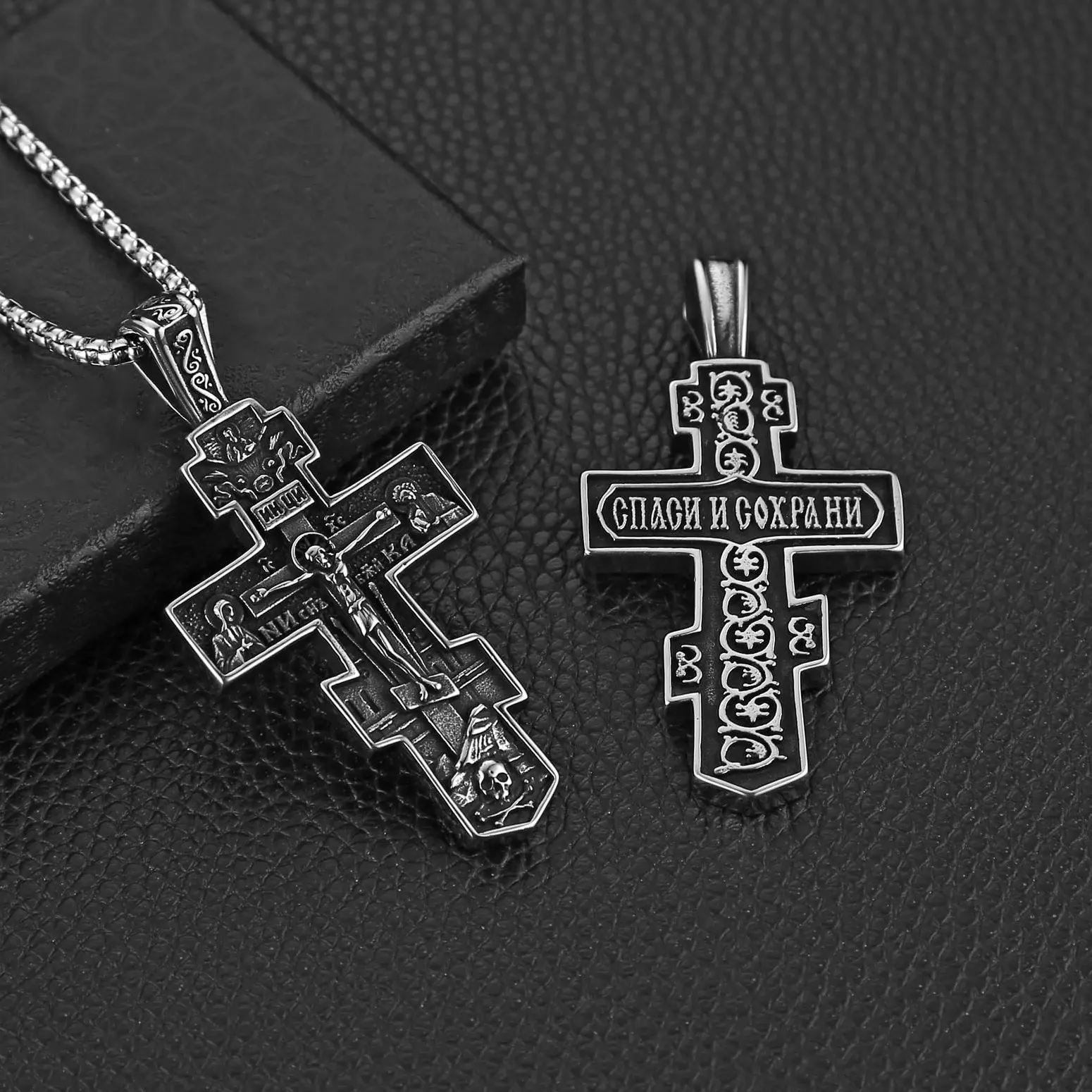 Dainty Cross Necklace | Eastern Orthodox Cross Pendant in Hypoallergenic Stainless Steel - Unisex Spiritual Birthday & Festival Gift, Cross Necklaces