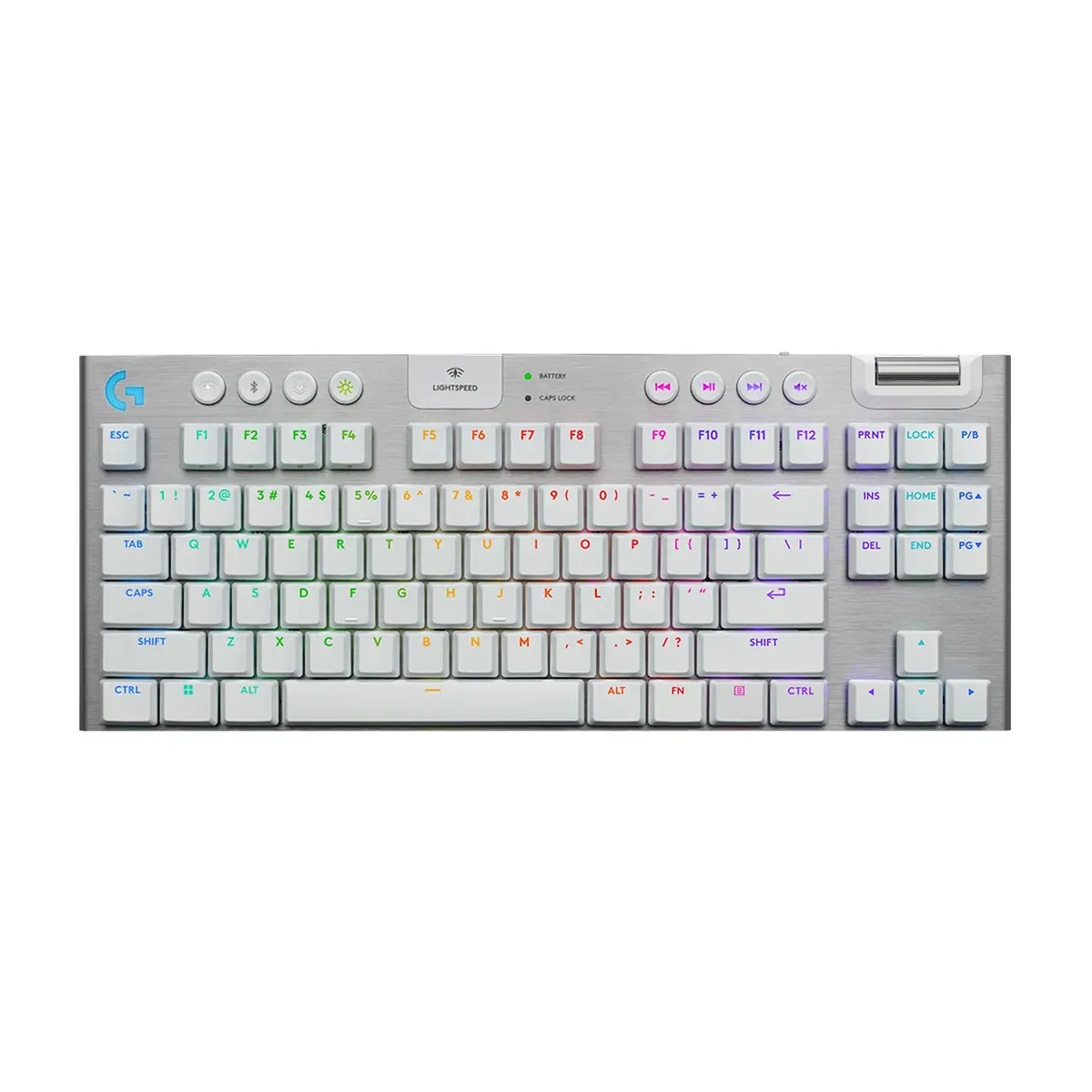 Logitech G915 X LIGHTSPEED TKL Low-Profile Wireless Gaming Keyboard, Double-Shot PBT Keycaps, Fully Programmable Keys, RGB Backlighting, Sleek Aluminum Finishing, GL Brown Tactile - PC/Mac (White)