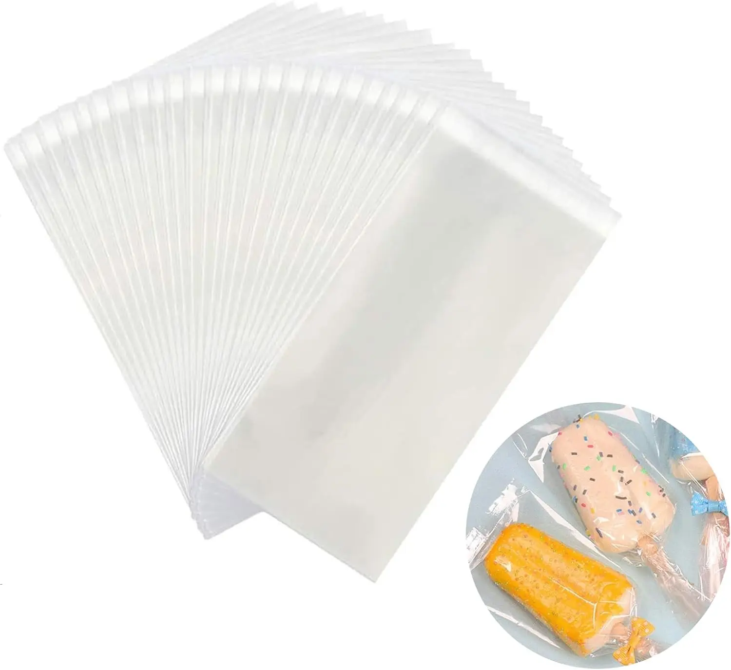 200PCS Popsicle Bags Sealable, Ice Pop Bags For Ice Cream, Self-adhesive Clear Popsicle Wrappers, 6.3" x 3.2" DisaposableGift.