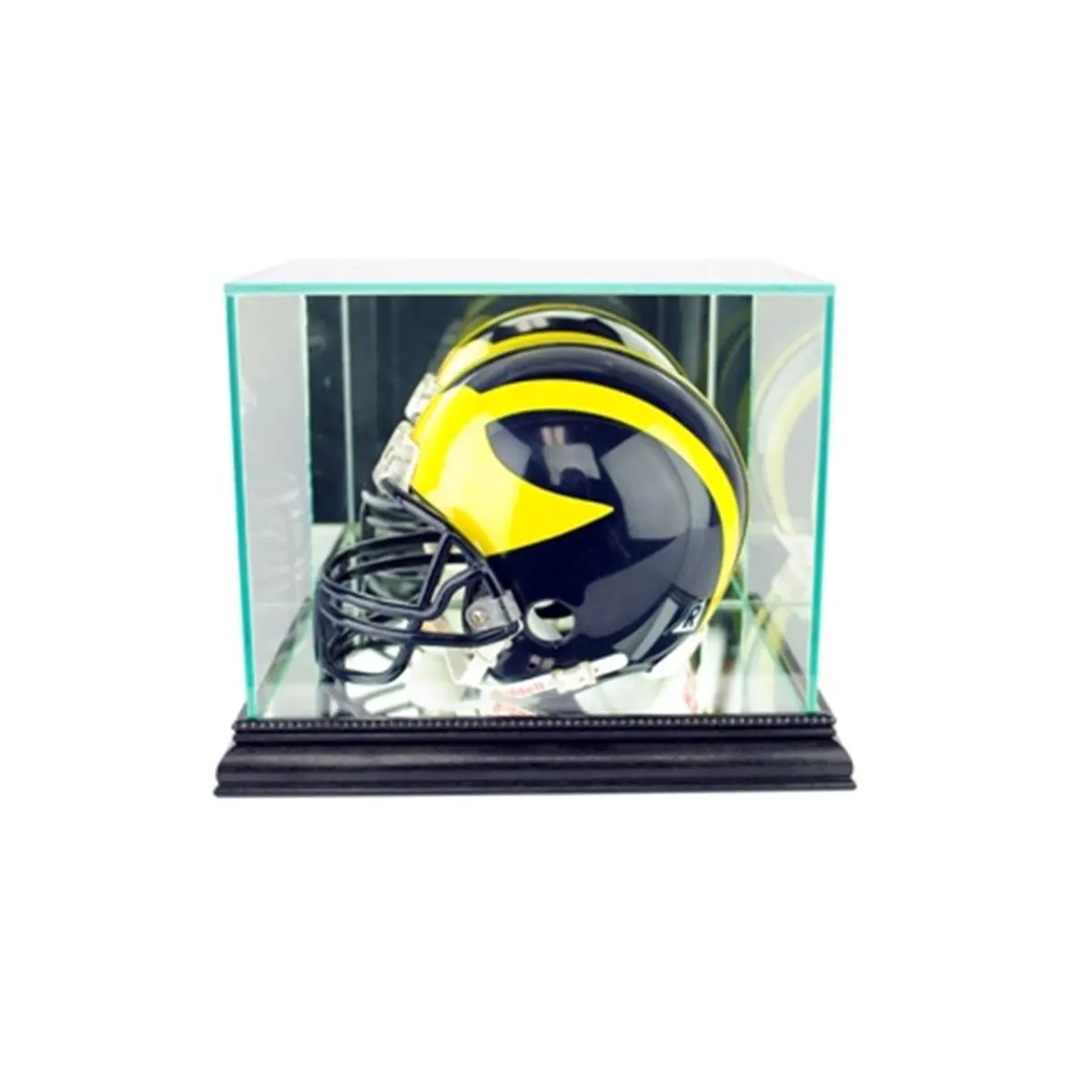 212 MAIN Black Mini Football Helmet Display Case - Glass Cabinet with Mirror Back, Signature-Safe Sports Collectible Accessory for Collectible Autographed Helmets, Collectible Autographed Helmet