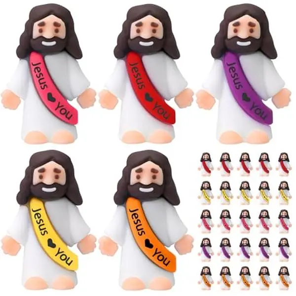 25Pcs Little Jesus Figures Mini Jesus Figures Original Design Jesus love You Figures Cute Jesus Ornaments to Hide and Seek Religious Party Favors Sunday School Baptism Gifts Spread the Gospel