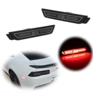 2pcs SS Style Red LED Rear Bumper Reflectors Sidemarker lamps Lights For 2010 2011 2012 2013 2014 2015 Chevy Camaro Replace OEM # 92195248 92246253 9224-6252 & 9224-6253