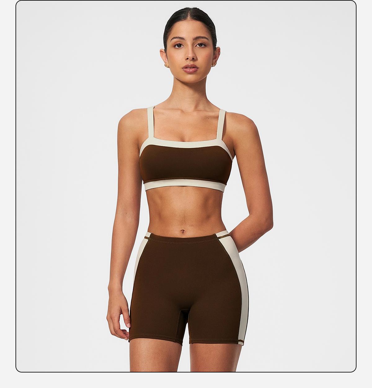 MFVIM Women’s slimming slim-fit color-block fitness set: square-neck thin-strap sports tank top with a beautiful back design, high-waisted tummy control and butt-lifting three-inch yoga shorts set,travel essentials,camping essentials
