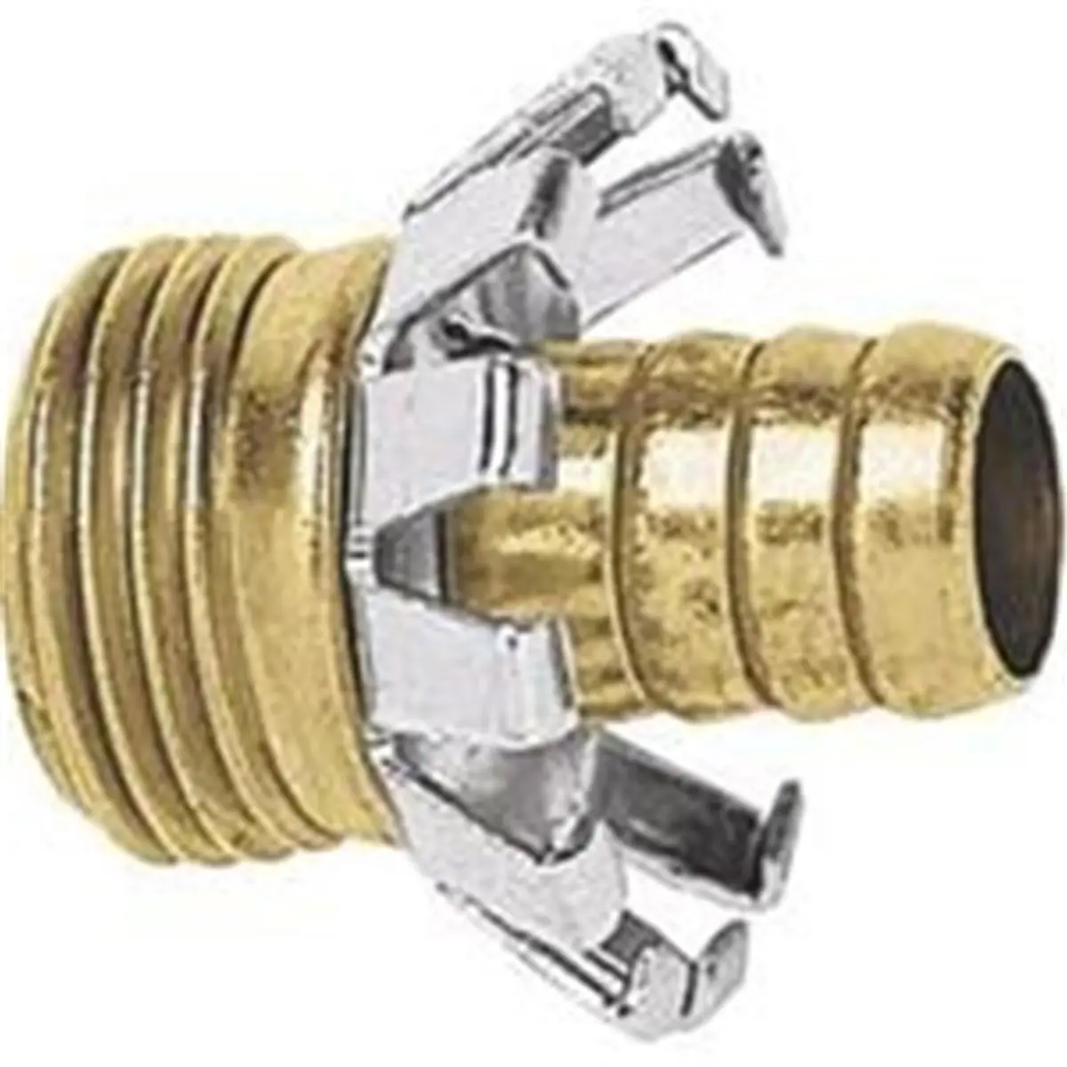Gilmour Mfg Brass 1/2 in Male Clinch Coupler (C12M) with Clincher Fingers Hold Design, Repairs Plastic or Rubber Hoses