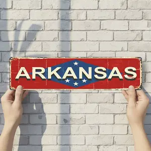 ARKANSAS - Vintage Style Street Sign - Aluminum Wall Art & Room Decor for Garage Bar Bedroom Farmhouse Home - 16" x 4" Rust Free Metal Poster