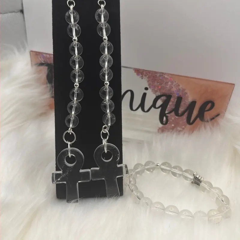 Clear, quartz earrings