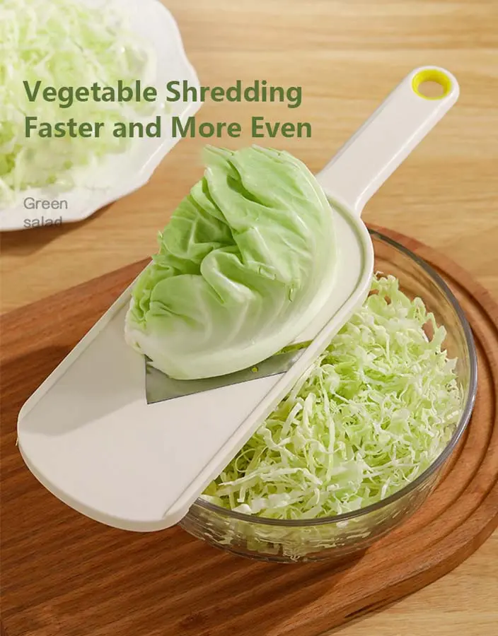 Japanese Style Beige Cabbage Slicer, Multifunctional Vegetable Slicer, Salad & Fruit Slicer, Cabbage Cutting Shredder, Vegetable Dicer, Grater & Cutter, Plastic Kitchen Utensils & Gadgets, Adjustable Easy Clean Multi-Purpose Kitchenware