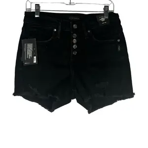 Silver Jeans Co Black Distressed Women's Shorts Size 27 with 5 Button at $58.00