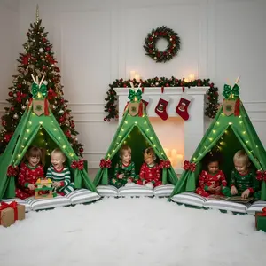 Jolly Christmas Sleepover Party Kit - Festive Decorations & Christmas Decor - Includes Teepee Tents, Fairy Lights, Banners, Pillow Beds, Masks, and Party Favor Jars