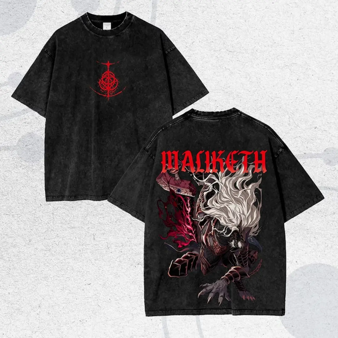 Vintage Wash Elden Ring Shirt, Maliketh The Black Blade Graphic Tee, Dark Fantasy Gamer Gift, cD19ShQd OG