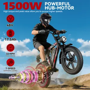 [C200 Electric ebike | Peak Power 1500W| Full Suspension | Top Speed 32 MPH | Range 50-80 Km  | 48V 17.5Ah Removable Battery | 2-Seater Design | LED Headlights | 20-Inch All-Terrain Fat Tires | App-controlled | Blue, Green and Black