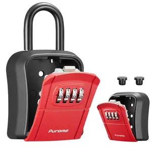 Puroma Key Lock Box, Portable Combination Lockbox Wall-Mounted Key Storage Box for House Keys, Resettable Code Safe Security Lock Box for Home, Office, Apartment Spare Key Storage (1 Pack, Red)