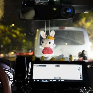 CaraCrimson: inspired by vintage Chinese rouge, Handmade Crochet Keychain Bunny for Bags, Desks & Car Accessories