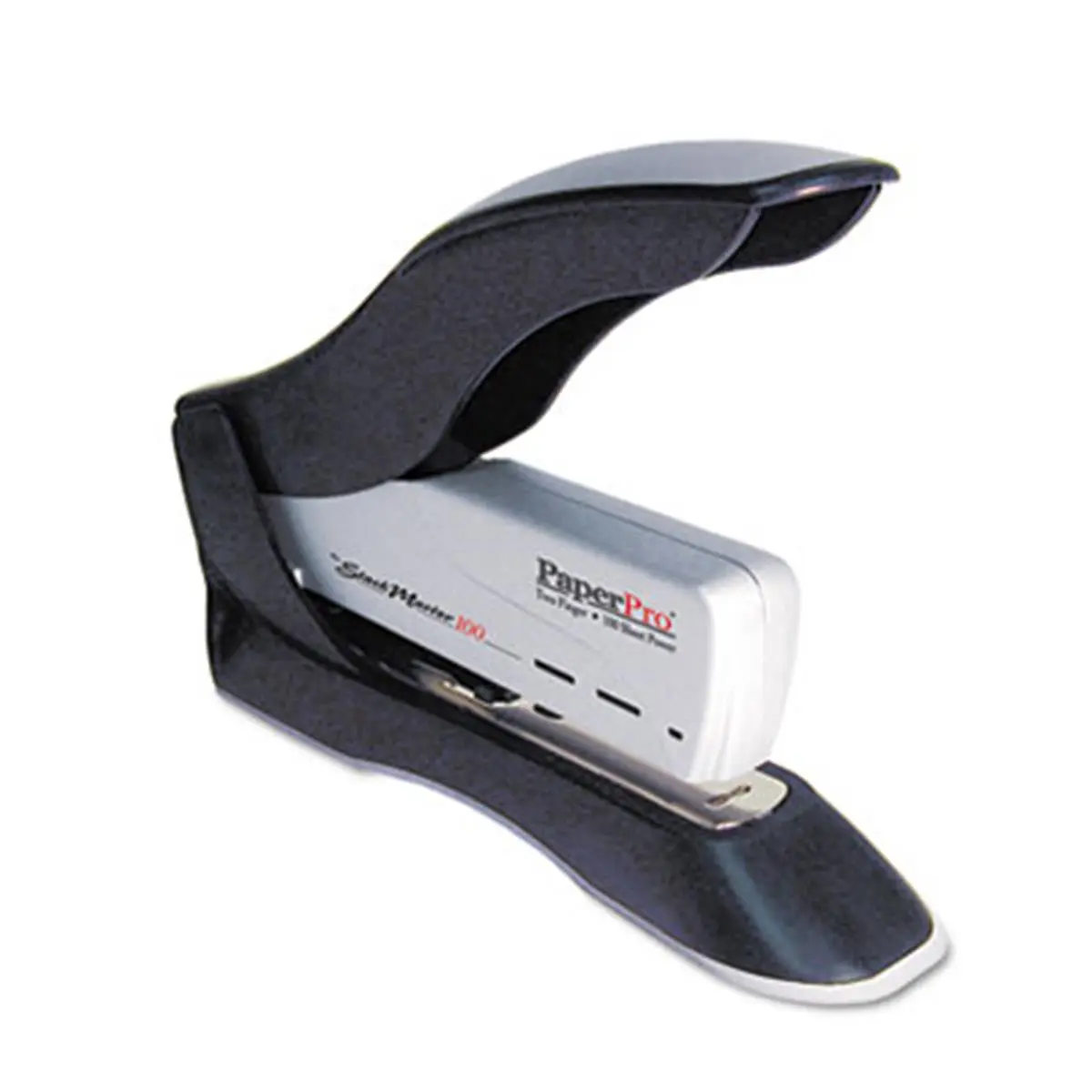 PaperPro Desktop Type Heavy-Duty Spring Power Stapler, 100-Sheet Capacity, Full Strip, 2-Finger Ring Office Desk Accessory, Black/Silver, Two-Finger