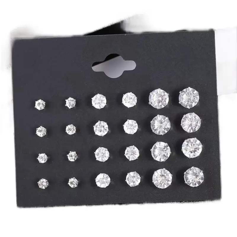 Fashion Rhinestone Decorated Stainless Steel Stud Earrings Simple Elegant Geometric Design Earthy Jewelry for Women & Men Trendy EarJewelry for Daily Clothing Lead Free Nickel Free Cadmium Free Suitable for Sensitive Skin
