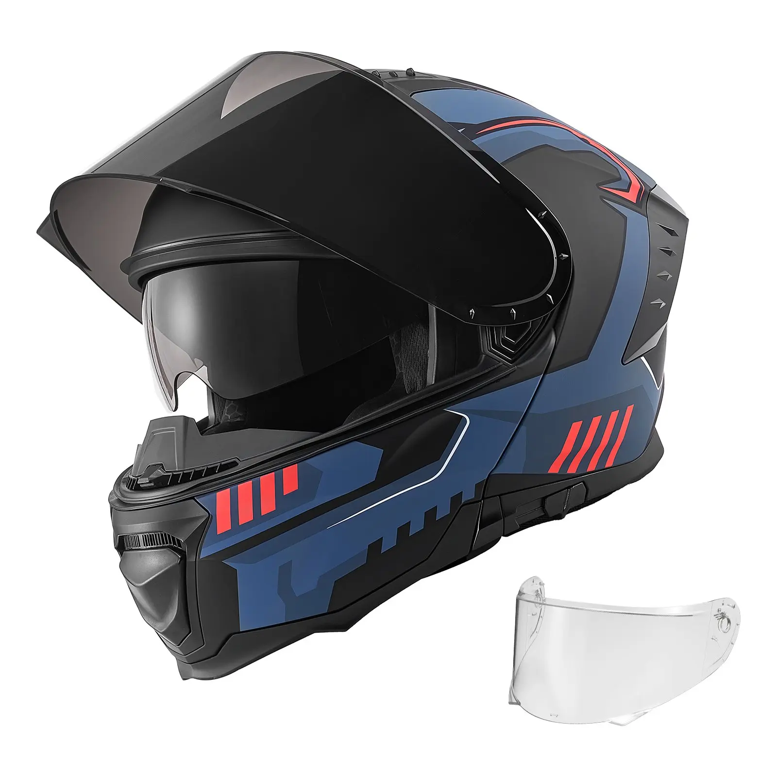 【Summerfinds】VEVOR Modular Motorcycle Helmet, Flip up Full Face Helmet with Dual Visor, Lightweight Comfortable Adult Motocross Street Bike Helmet for Men and Women - DOT & ECE Approved (L Size)