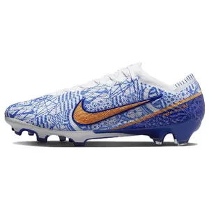 Nike Mercurial Vapor 15 Zoom Elite CR7 Football Cleats with FG Studs for Natural Grass, Cushioned and Slip-Resistant, Unisex White Blue Trending Shoes, House White Official Shoes to Get / Maison Mihara