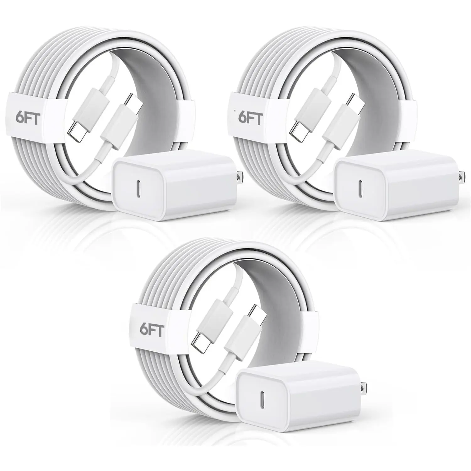 3 Pack For iPhone 17 Charger,20W PD Fast  Charging Type C Charger Block with 6 Ft USB C to C Cable for iPhone 15   Phone 16/16 Pro Max/iPad 10,iPad mini 6,iPad Air 5/4,Pad Pro 12.9