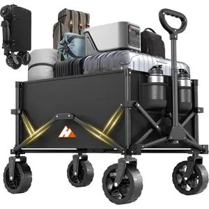 Collapsible Wagon with Wheels, Portable Wagons Carts Foldable, Folding Wagon Cart for Groceries,  Garden Shopping Utility Wagon