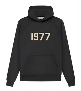 1977 Hoodie Iron Classic Black Pullover with Front Pocket and Hooded Design for Everyday Wear