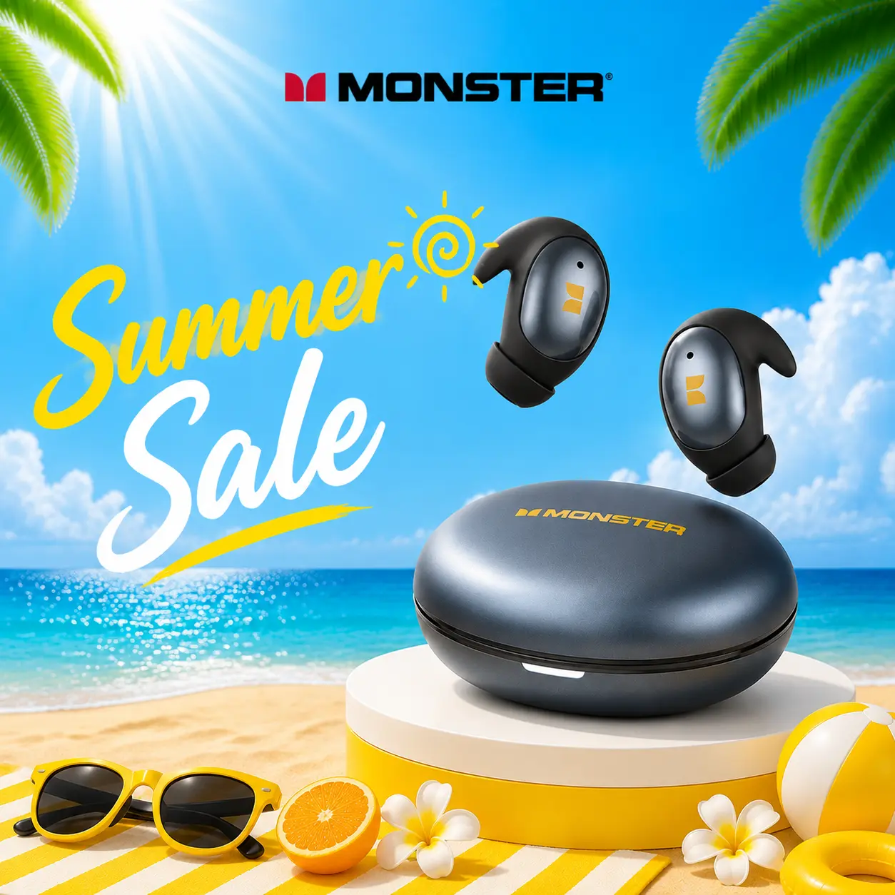 Monster Bluetooth 6.0 Wireless Earbuds, Sleep Earphones for Side Sleepers, Comfort Fit, Noise-Canceling Earphones, Invisible Flat-Head Design, 165H Playtime, Suitable for Travel - SummerWins - DealsForYouDays