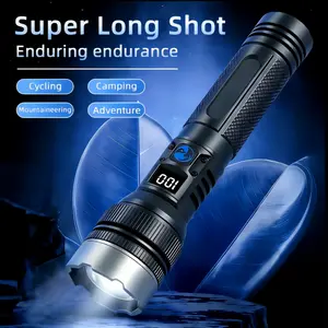 2-in-1 Strong Flashlight (Power Bank)，Digital display of power, Rechargeable