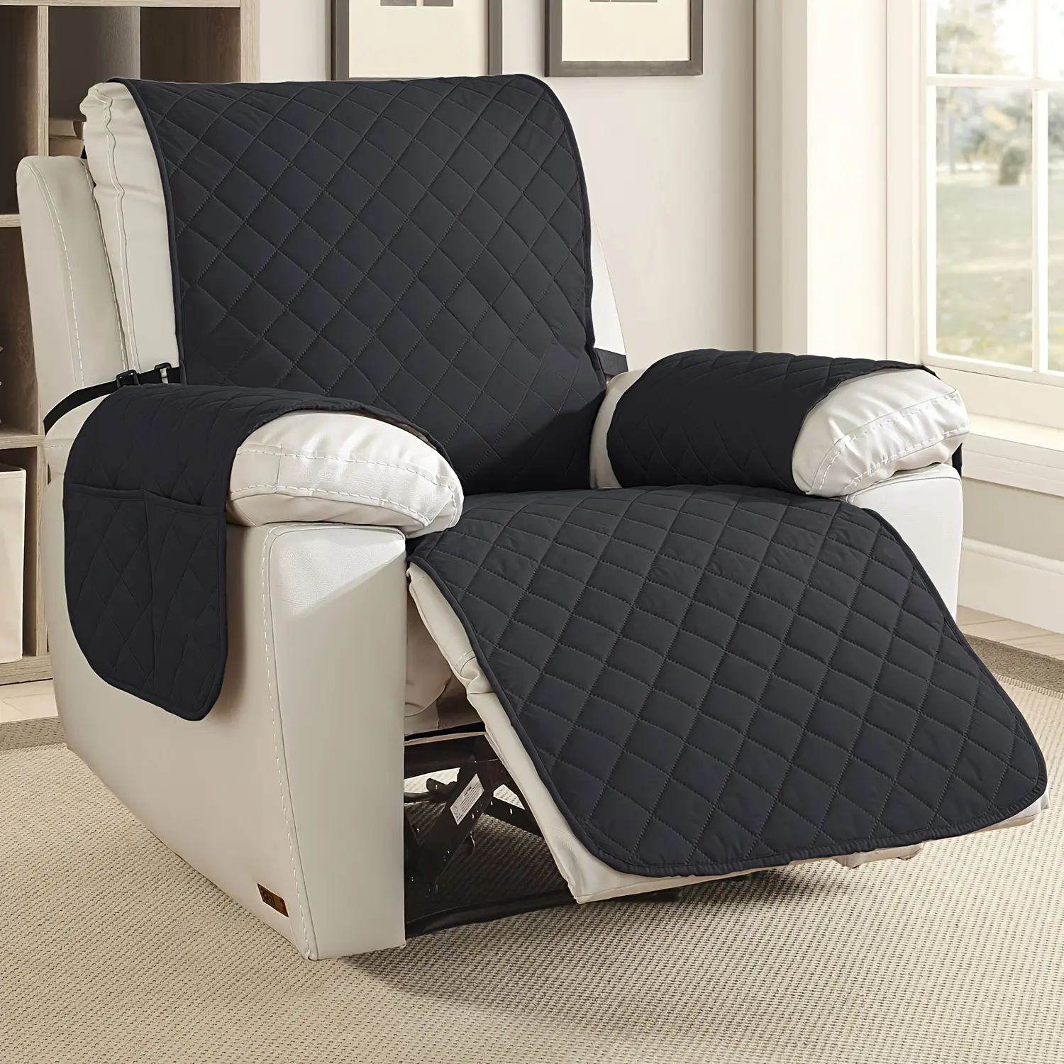 Waterproof lazy recliner cover, recliner non-slip cover with pockets, machine washable furniture cover, furniture protection for children, pets Elastic Sofa Slipcover