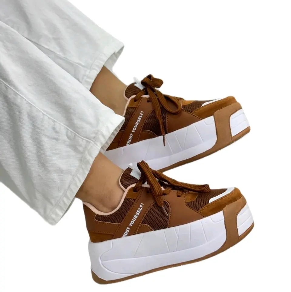Coffee 100% Colombian Shoes for Women - Brown and White Colorway with "Trust Yourself" Text on the Side