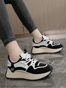 Women's Fashionable Lace Up Platform Wedge Sneakers, Casual Comfortable Breathable Round Toe Sports Shoes, All-match Basic Shoes for Daily Wear