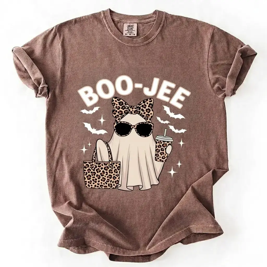 Comfort Colors Ghost Coffee Shirt, Boo-Jee Ghost Tee, Leopard Halloween Ghost Shirt, Funny Spooky Season Shirt, Fall Aesthetic Tee, Coffee Lover Gift, Girly Ghost Shirt