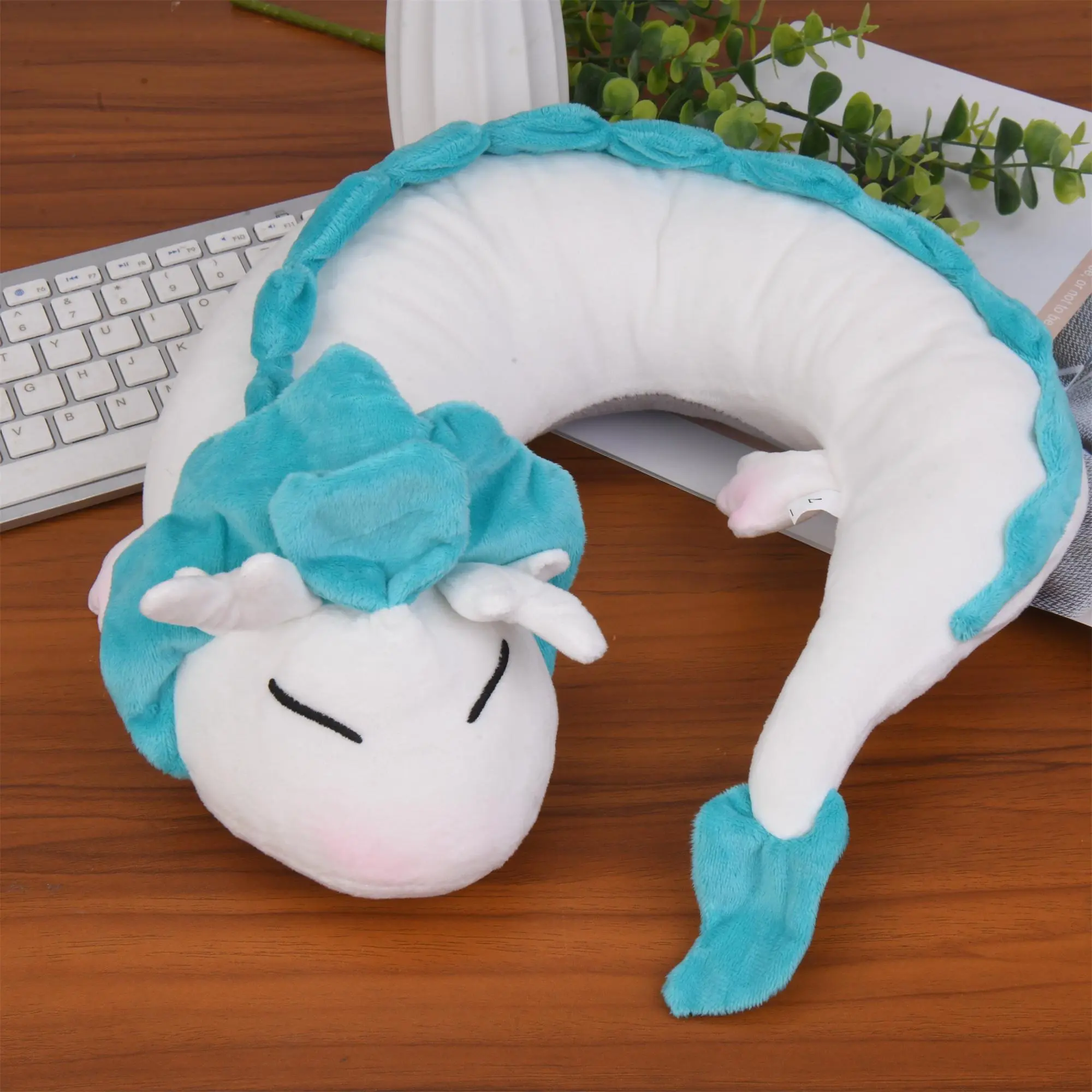 Little White Dragon U-Shaped Pillow Plush - Soft and Comfortable Design, Ideal for Supporting Posture and Comfort,Birthday Gift
