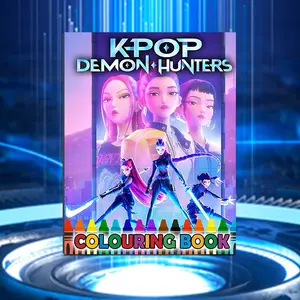K-POP, Demon Hunters Coloring Book with Unique Cover - Perfect Gift for Adults, Ideal for Valentine'S Day, Christmas, Birthday & Party Decorations, Vibrant Cover, Premium Paper