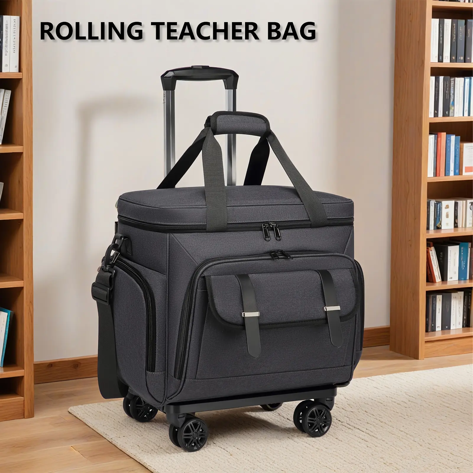 16-in Waterproof Detachable Trolley Teacher Bag - Durable Luggage, Multifunctional Portable Travel Bag with Built-in Rollers, Lightweight Carry-on with Crossbody/Handheld Options for Women