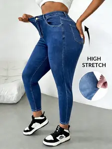 Curve Queen Essential High-Waisted Skinny Jeans, 0xl-4xl Full Sizes, Affordable Fashion, Womenswear, Slim-Fitting Denim Jeans, All Seasons, Pants