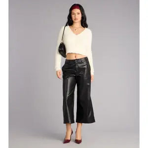 Cool Girl Sleek Faux Leather Cropped Pants
